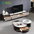 wooden TV stand and coffee table modern